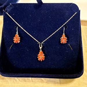 Stauer Womens Mayan Fire Opal Earrings & Necklace Set